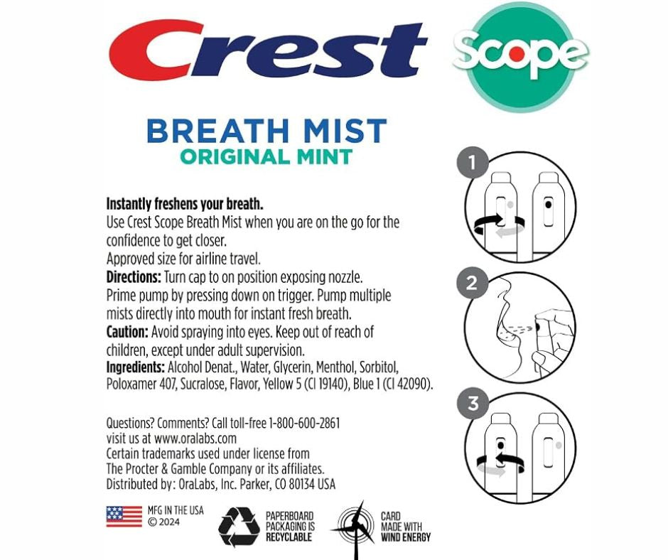 Crest Scope Mint Breath Mist Travel Size (4-Pack)