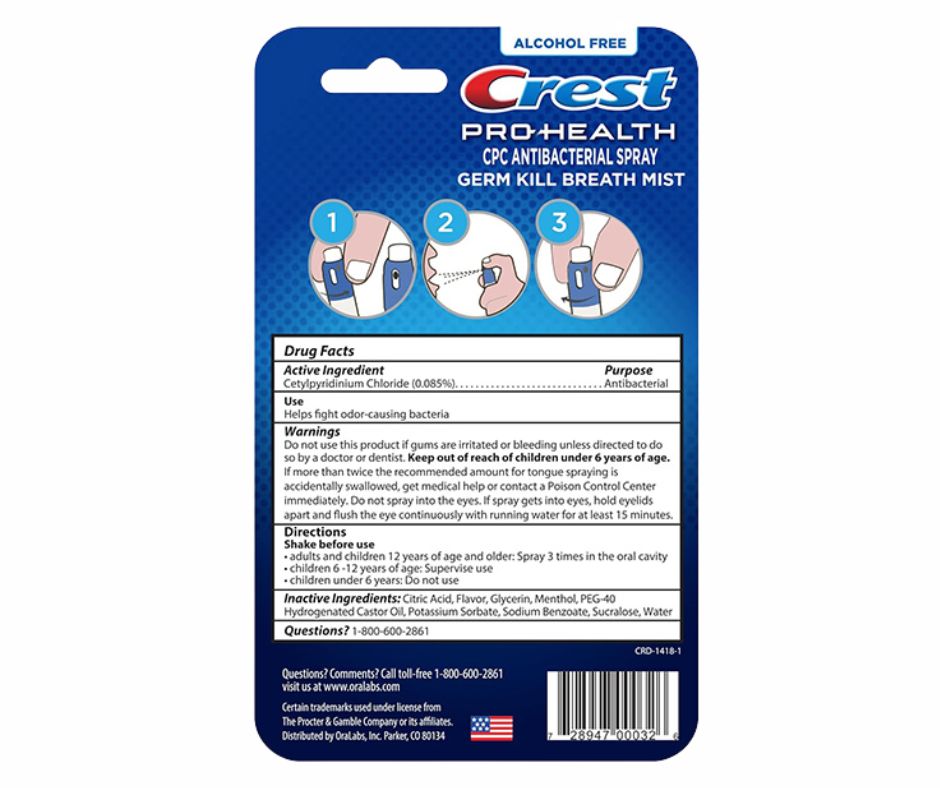 Crest Pro-Health Breath Spray Alcohol-Free (4-Pack)