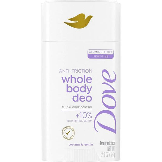 Dove Whole Body Deo Anti-Chafe Deodorant Stick – Coconut & Vanilla (2.6 oz)